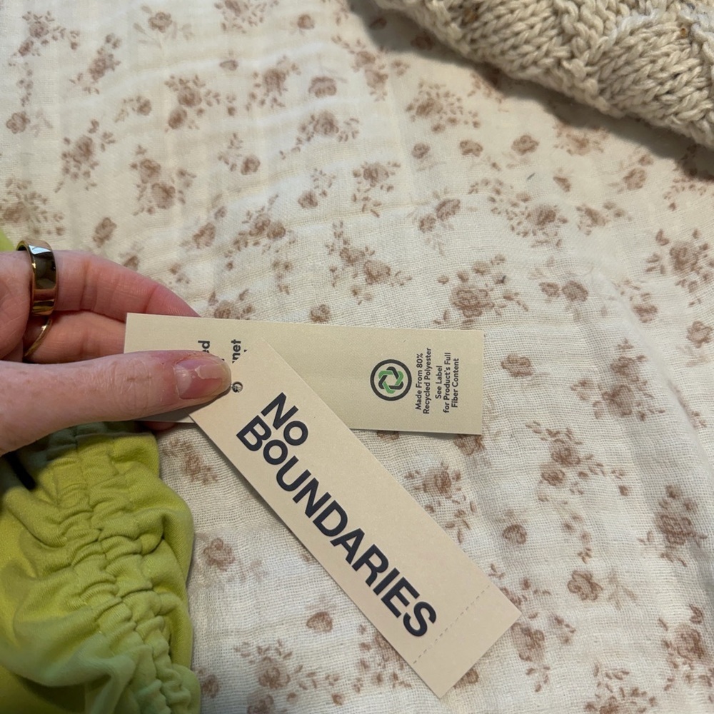 No Boundaries Green & Orange ruched Bike Short - Picture 5 of 11